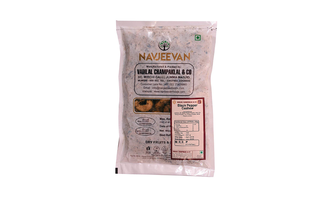 Navjeevan Black Pepper Cashews    Pack  250 grams